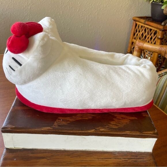 Hello Kitty Plush Slippers White Red Size L-XL - Picture 5 of 11